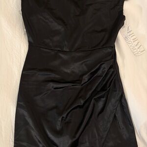 Forever 21 Black Ruched One Shoulder Jumpsuit